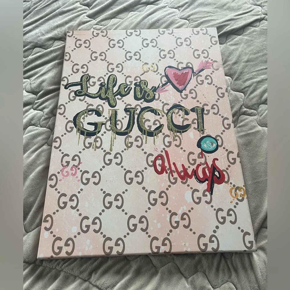 Life is Gucci always Pink barbiecore painting print‎